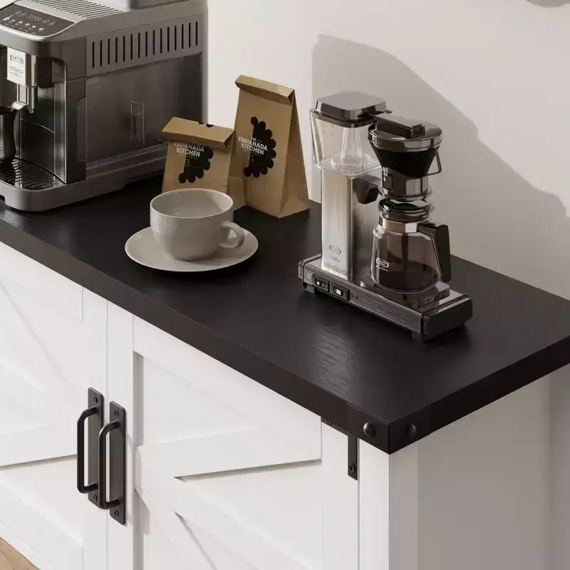 Credenza a Buffet in Stile Fattoria con Mobile a 2 Ante e Ripiano, Tavolo Consolle in Legno con Contenitore per Cucina, Corridoio, Sala da Pranzo
