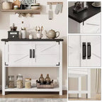 Credenza a Buffet in Stile Fattoria con Mobile a 2 Ante e Ripiano, Tavolo Consolle in Legno con Contenitore per Cucina, Corridoio, Sala da Pranzo