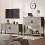 Credenza a Buffet in Stile Fattoria con Mobile a 2 Ante e Ripiano, Tavolo Consolle in Legno con Contenitore per Cucina, Corridoio, Sala da Pranzo