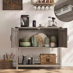 Credenza a Buffet in Stile Fattoria con Mobile a 2 Ante e Ripiano, Tavolo Consolle in Legno con Contenitore per Cucina, Corridoio, Sala da Pranzo