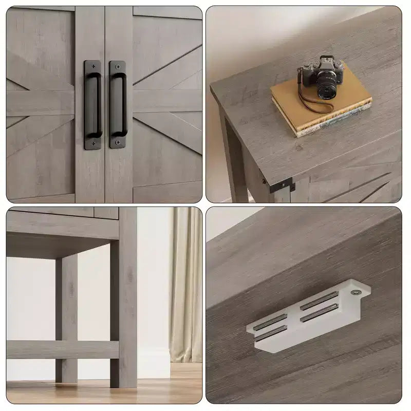 Credenza a Buffet in Stile Fattoria con Mobile a 2 Ante e Ripiano, Tavolo Consolle in Legno con Contenitore per Cucina, Corridoio, Sala da Pranzo