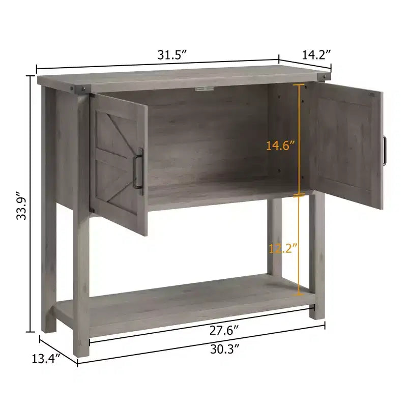 Credenza a Buffet in Stile Fattoria con Mobile a 2 Ante e Ripiano, Tavolo Consolle in Legno con Contenitore per Cucina, Corridoio, Sala da Pranzo