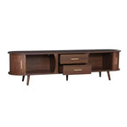 Mobile Porta TV per Televisori fino a 80 Pollici, Credenza TV Moderna Mid-Century Mobile per Media Centro Intrattenimento con Ante Scorrevoli e 2 Cassetti, Marrone Scuro - ModernLuxe