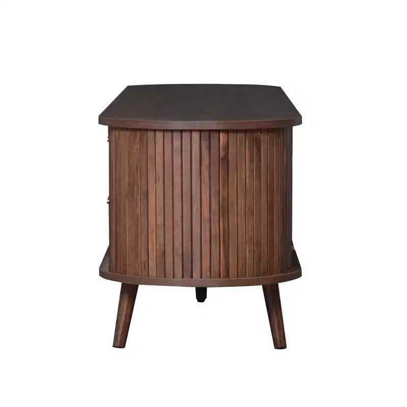 Mobile Porta TV per Televisori fino a 80 Pollici, Credenza TV Moderna Mid-Century Mobile per Media Centro Intrattenimento con Ante Scorrevoli e 2 Cassetti, Marrone Scuro - ModernLuxe