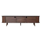 Mobile Porta TV per Televisori fino a 80 Pollici, Credenza TV Moderna Mid-Century Mobile per Media Centro Intrattenimento con Ante Scorrevoli e 2 Cassetti, Marrone Scuro - ModernLuxe