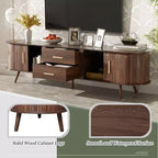 Mobile Porta TV per Televisori fino a 80 Pollici, Credenza TV Moderna Mid-Century Mobile per Media Centro Intrattenimento con Ante Scorrevoli e 2 Cassetti, Marrone Scuro - ModernLuxe