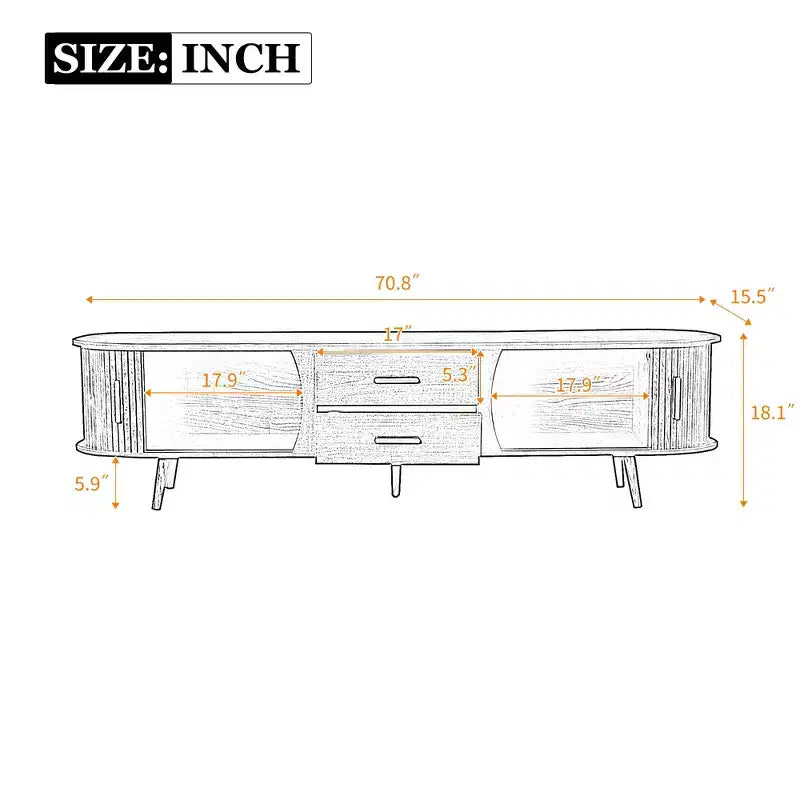 Mobile Porta TV per Televisori fino a 80 Pollici, Credenza TV Moderna Mid-Century Mobile per Media Centro Intrattenimento con Ante Scorrevoli e 2 Cassetti, Marrone Scuro - ModernLuxe