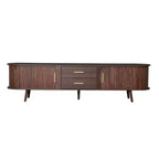 Mobile Porta TV per Televisori fino a 80 Pollici, Credenza TV Moderna Mid-Century Mobile per Media Centro Intrattenimento con Ante Scorrevoli e 2 Cassetti, Marrone Scuro - ModernLuxe