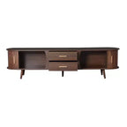 Mobile Porta TV per Televisori fino a 80 Pollici, Credenza TV Moderna Mid-Century Mobile per Media Centro Intrattenimento con Ante Scorrevoli e 2 Cassetti, Marrone Scuro - ModernLuxe