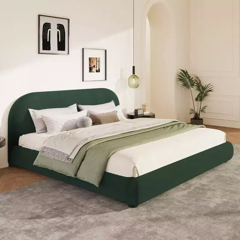 Christopher Knight Home Emilia Letto a piattaforma moderno imbottito con testiera ricurva