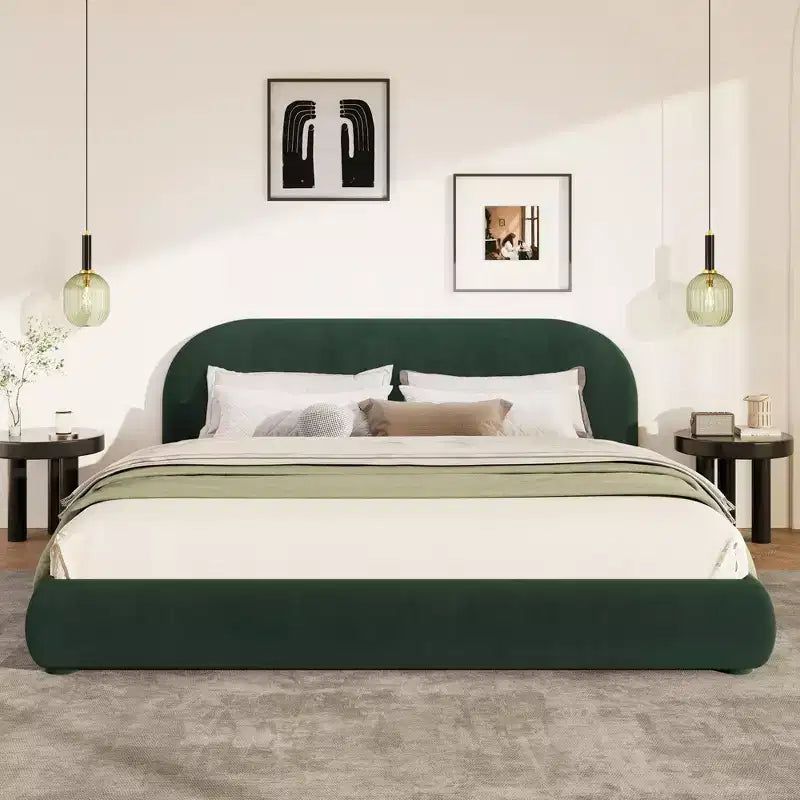 Christopher Knight Home Emilia Letto a piattaforma moderno imbottito con testiera ricurva