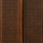 Madia Moderna Mid-Century in Rattan con Ripiani Regolabili e Gambe in Legno Massello, Buffet per Ingresso, Soggiorno, Cucina