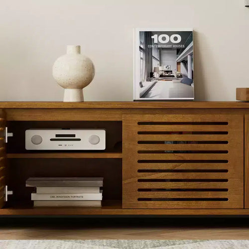 63-Inch Mid-Century Modern Extendable TV Stand with Adjustable Panels, Media Console Storage Cabinet for Living Room Entertainment