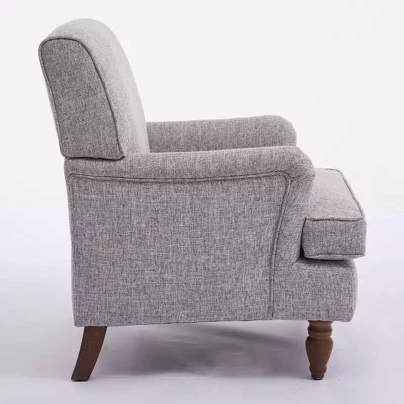 Poltrona GDFStudio Sidney Accent con tessuto in lino imbottito e gambe in legno massello
