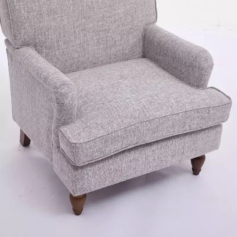 Poltrona GDFStudio Sidney Accent con tessuto in lino imbottito e gambe in legno massello
