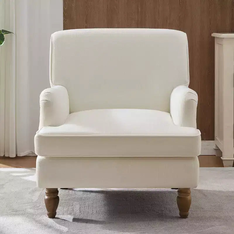 Poltrona GDFStudio Sidney Accent con tessuto in lino imbottito e gambe in legno massello