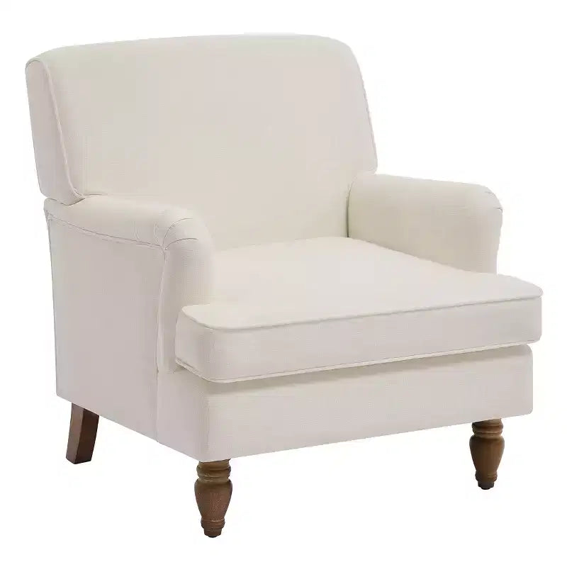 Poltrona GDFStudio Sidney Accent con tessuto in lino imbottito e gambe in legno massello