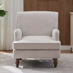 Poltrona GDFStudio Sidney Accent con tessuto in lino imbottito e gambe in legno massello