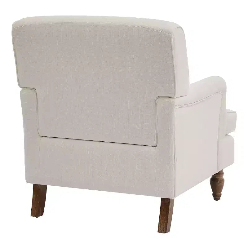 Poltrona GDFStudio Sidney Accent con tessuto in lino imbottito e gambe in legno massello