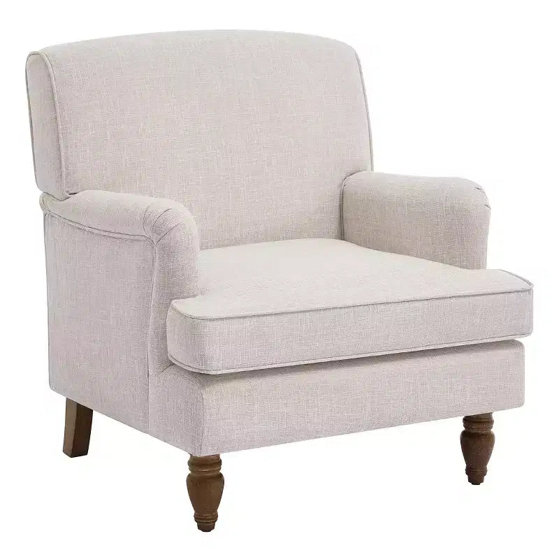 Poltrona GDFStudio Sidney Accent con tessuto in lino imbottito e gambe in legno massello