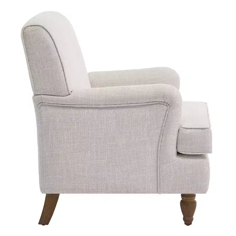 Poltrona GDFStudio Sidney Accent con tessuto in lino imbottito e gambe in legno massello
