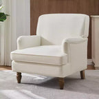 Poltrona GDFStudio Sidney Accent con tessuto in lino imbottito e gambe in legno massello