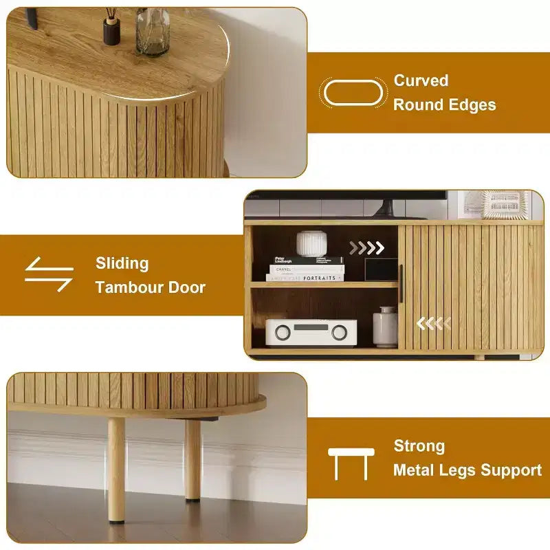 Mobile TV da 178 cm con Ante Scorrevoli e Vano Contenitore, per TV fino a 80 Pollici, Console Multimediale in Legno, Mobile Intrattenimento Moderno per Soggiorno
