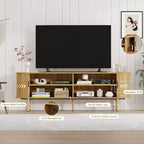 Mobile TV da 178 cm con Ante Scorrevoli e Vano Contenitore, per TV fino a 80 Pollici, Console Multimediale in Legno, Mobile Intrattenimento Moderno per Soggiorno