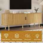 Mobile TV da 178 cm con Ante Scorrevoli e Vano Contenitore, per TV fino a 80 Pollici, Console Multimediale in Legno, Mobile Intrattenimento Moderno per Soggiorno
