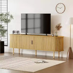 Mobile TV da 178 cm con Ante Scorrevoli e Vano Contenitore, per TV fino a 80 Pollici, Console Multimediale in Legno, Mobile Intrattenimento Moderno per Soggiorno