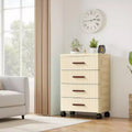 Multifunctional 4-5 Drawer Dresser Snack Children's Toys Books Clothes Storage Cabinet Cream Color for Bedside Table Living Room