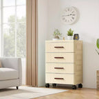 Multifunctional 4-5 Drawer Dresser Snack Children's Toys Books Clothes Storage Cabinet Cream Color for Bedside Table Living Room