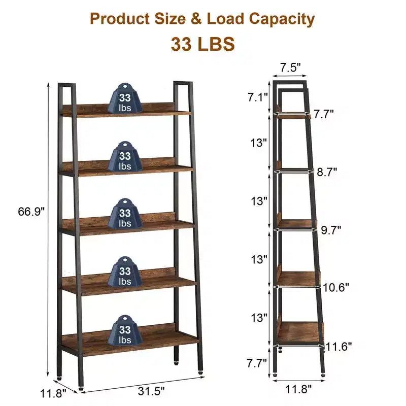Coolmee Libreria Alta a 5 Ripiani da 170 cm, Organizer Porta Libri Stretto con Ripiani Aperti, Scaffale in Metallo Industriale per Ufficio Domestico