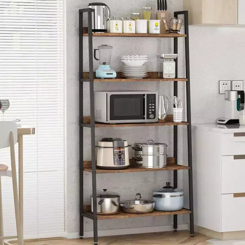 Coolmee Libreria Alta a 5 Ripiani da 170 cm, Organizer Porta Libri Stretto con Ripiani Aperti, Scaffale in Metallo Industriale per Ufficio Domestico