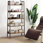 Coolmee Libreria Alta a 5 Ripiani da 170 cm, Organizer Porta Libri Stretto con Ripiani Aperti, Scaffale in Metallo Industriale per Ufficio Domestico