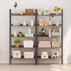 Coolmee Libreria Alta a 5 Ripiani da 170 cm, Organizer Porta Libri Stretto con Ripiani Aperti, Scaffale in Metallo Industriale per Ufficio Domestico