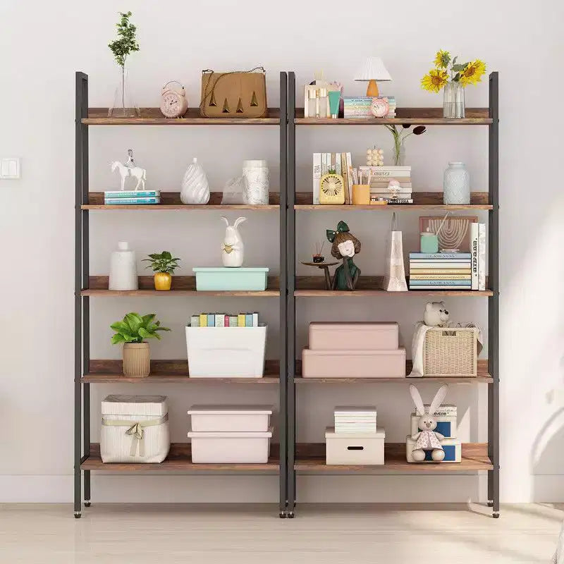 Coolmee Libreria Alta a 5 Ripiani da 170 cm, Organizer Porta Libri Stretto con Ripiani Aperti, Scaffale in Metallo Industriale per Ufficio Domestico