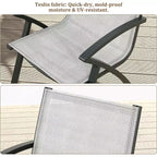Set da pranzo Acekool da 7 pezzi per 6 persone, set da tavolo e sedie da esterno in alluminio, tavolo rettangolare con foro per ombrellone, 6 sedie impilabili