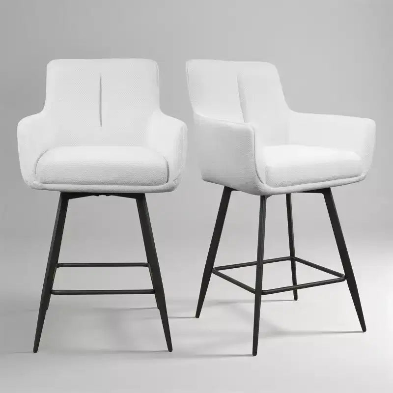 Art Leon Set di 2 Sgabelli da Bar Girevoli in Tessuto Altezza Bancone