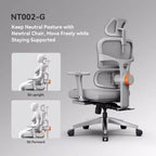 Sedia da ufficio ergonomica Newtral con poggiapiedi - Sedia reclinabile con braccioli 4D - NT002+LAPD-GRAY