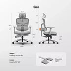 Sedia da ufficio ergonomica Newtral con poggiapiedi - Sedia reclinabile con braccioli 4D - NT002+LAPD-GRAY