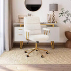 Okak Modern Fleece Office Chair with Goden Frame, 360 Swivel Comfy Chair with Adjustable Height and Wheels, Desk Chair for Study, Reading Room