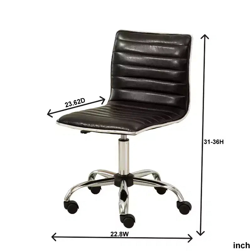 Sedia da Ufficio Regolabile Okak con Sollevamento ad Aria, Sedia da Scrivania Ergonomica con Base in Metallo Cromato, Sedia Girevole a 360 Gradi per Studio e Sala Lettura