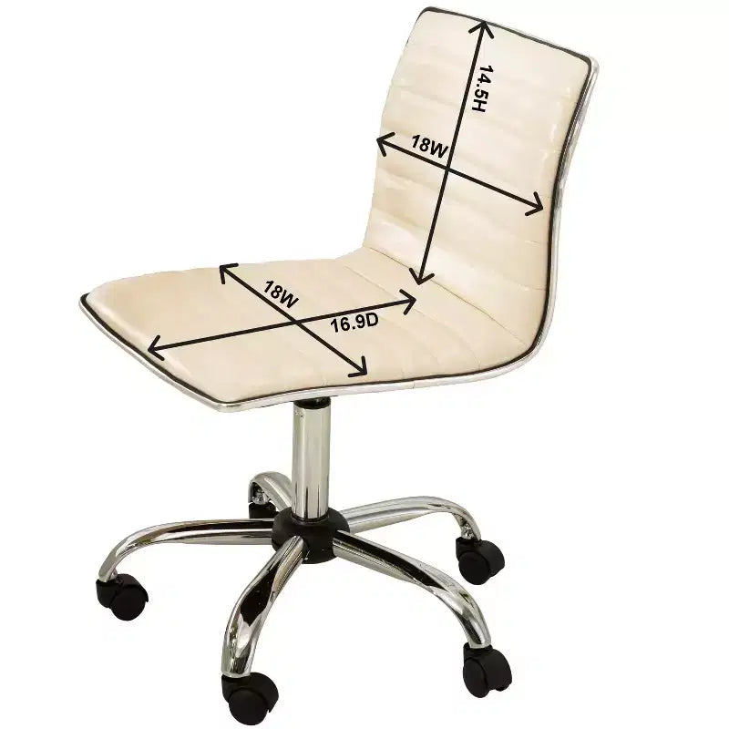 Sedia da Ufficio Regolabile Okak con Sollevamento ad Aria, Sedia da Scrivania Ergonomica con Base in Metallo Cromato, Sedia Girevole a 360 Gradi per Studio e Sala Lettura