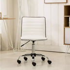 Sedia da Ufficio Regolabile Okak con Sollevamento ad Aria, Sedia da Scrivania Ergonomica con Base in Metallo Cromato, Sedia Girevole a 360 Gradi per Studio e Sala Lettura