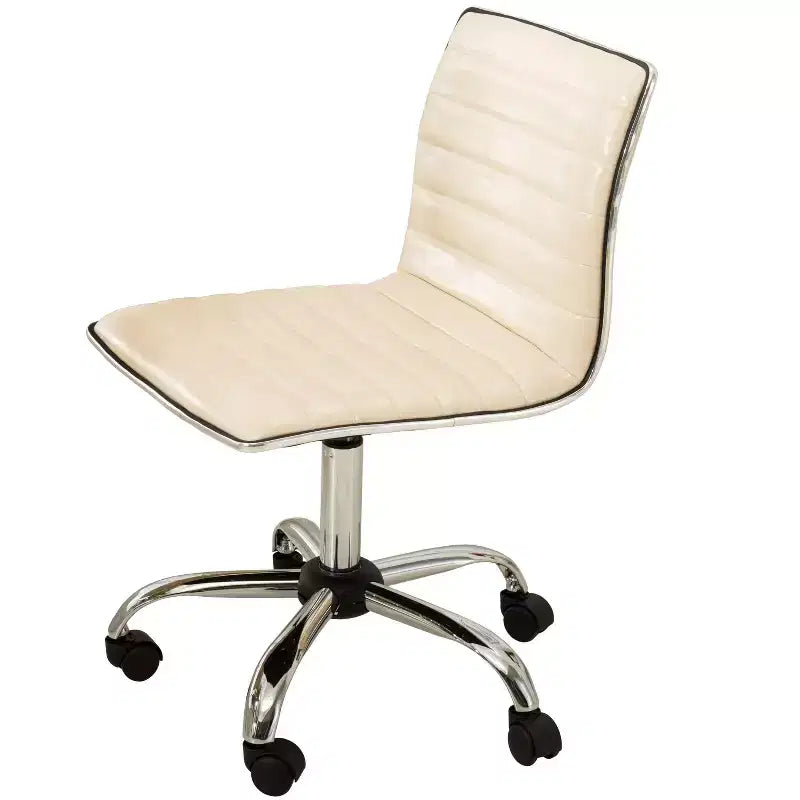 Sedia da Ufficio Regolabile Okak con Sollevamento ad Aria, Sedia da Scrivania Ergonomica con Base in Metallo Cromato, Sedia Girevole a 360 Gradi per Studio e Sala Lettura