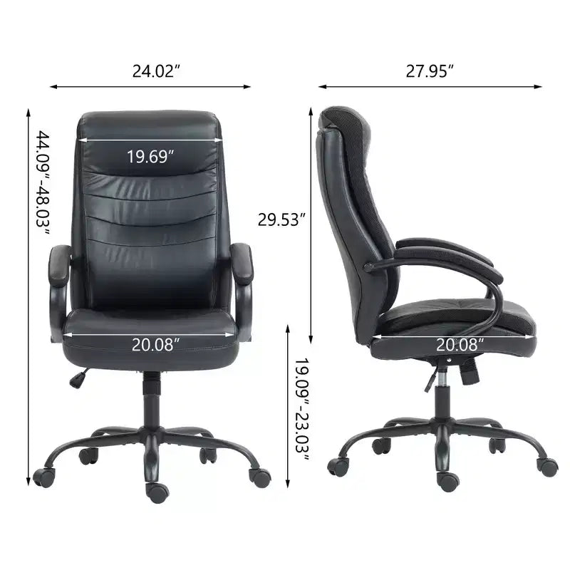 Sedia da ufficio Okak High-Back, sedia da scrivania imbottita con altezza regolabile e ruote, comoda sedia per sala lettura, studio