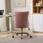 Sedia da ufficio moderna Okak, sedia da scrivania imbottita con base in metallo dorato e bottoni decorativi, sedia comoda regolabile in altezza per ufficio, casa