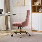 Sedia da ufficio moderna Okak, sedia da scrivania imbottita con base in metallo dorato e bottoni decorativi, sedia comoda regolabile in altezza per ufficio, casa