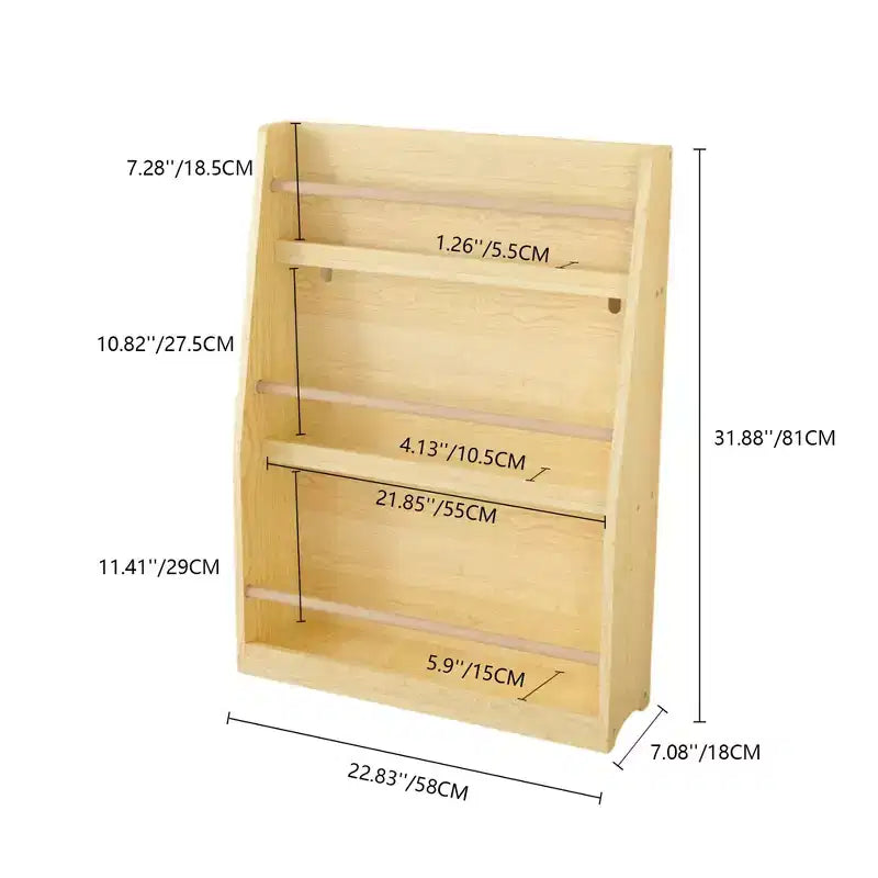 Okak Kid Scaffale per Libri, Scaffali Portaoggetti a 3 Ripiani, Piccola Libreria per Libri e CD, Contenitore Organizzatore per Soggiorno, Corridoio, Ufficio